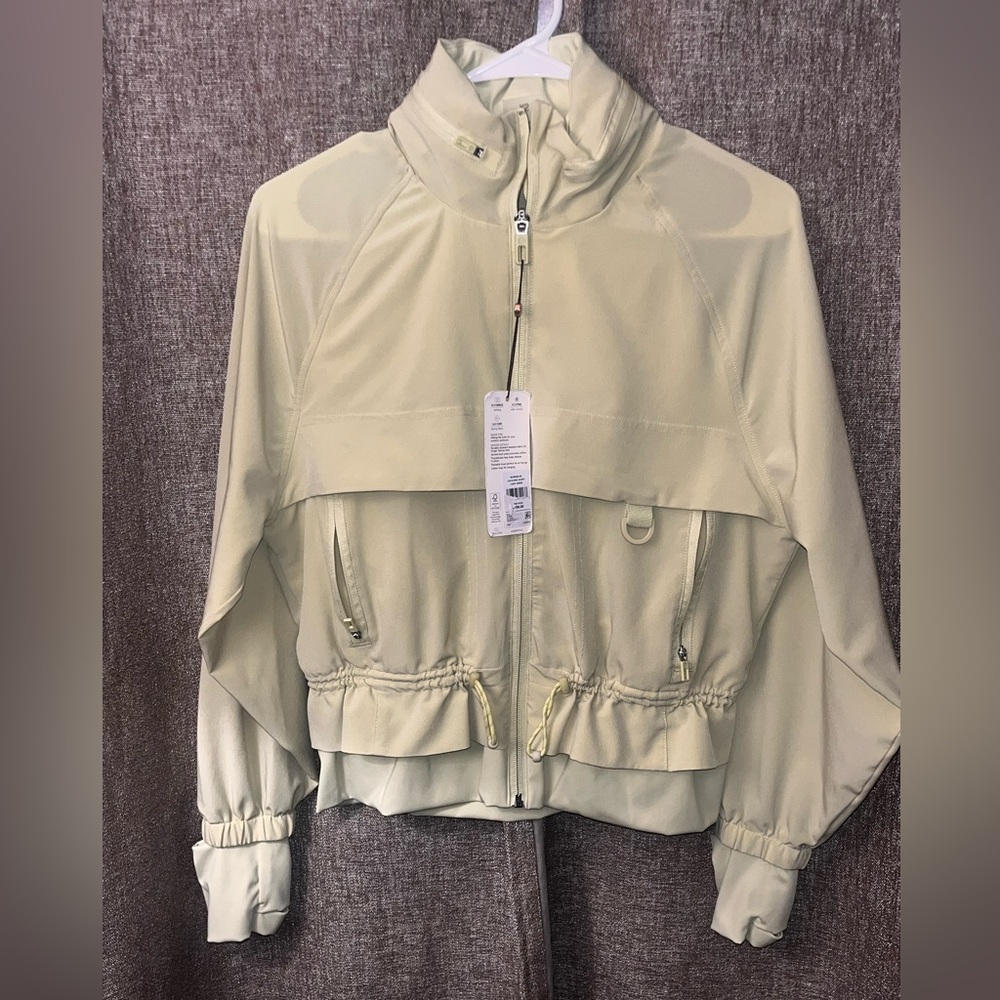 CALIA Cream Utility Jacket with High Collar and Drawstring Waist